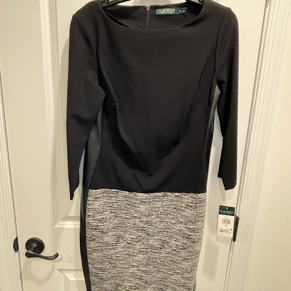 Lauren Ralph Lauren Black and Gray Two-Tone Sheath Dress